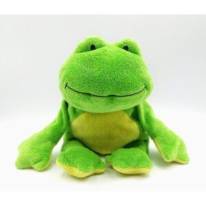 TY Pluffies Frog Plush Ponds Floppy Green Yellow Tylux Stuffed 2010 Toad 11”
